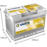 Аккумулятор VARTA DYNAMIC AGM аккумулятор 12V 70Ah 760A ETN0 (R+) B13 278x175x190 20,4kg