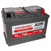 Аккумулятор DYNAMATRIX-KOREA AGM 12V 70Ah 760A ETN 0(R+) B13 278x175x190 20,6kg