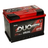 Аккумулятор DUO POWER EFB 77-3-R 77Ah 750A (R+) 278x175x190 mm