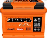 Аккумулятор ЗВЕРЬ 60-3-R 60Ah 620A (R+) 242x175x190 mm